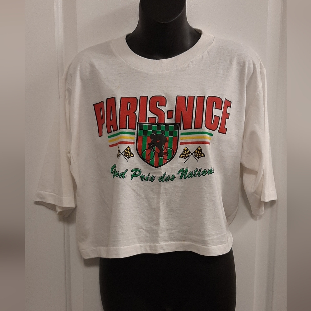 Vintage Single Stitch Crop Short Sleeve Graphic T-Shirt English Accents Large